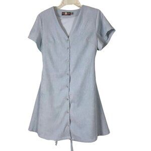 Daisy Street Women's Size 8 Powder Blue Corduroy Tie Waist Button Through Skater